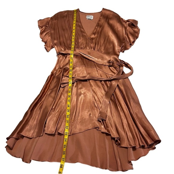 SAYLOR Daria Satin Mini Dress in Blush M Waist Tie - Picture 8 of 13